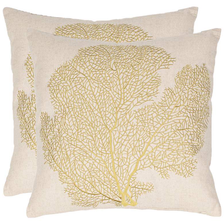 Image 1 Safavieh Spice Beach Lime Coral 18 inch Square Pillow Set of 2
