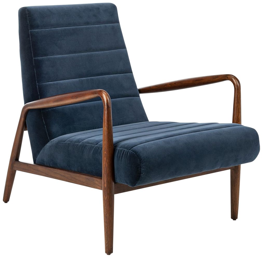 Safavieh Willow Channel Tufted Navy Blue Velvet Modern Arm Chair