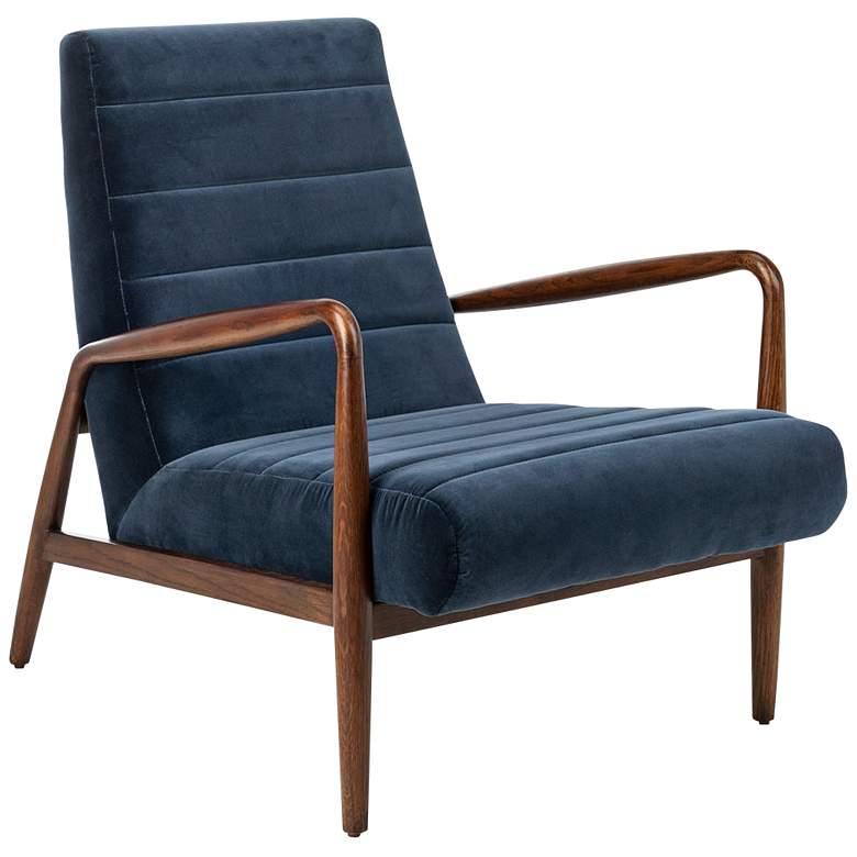 Image 1 Safavieh Willow Channel Tufted Navy Blue Velvet Modern Arm Chair