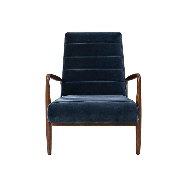 Image 3 Safavieh Willow Channel Tufted Navy Blue Velvet Modern Arm Chair more views