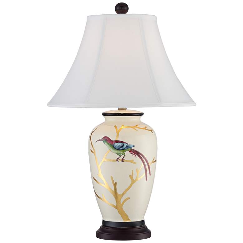 Image 1 Saffi Bird and Branch Porcelain Urn Table Lamp