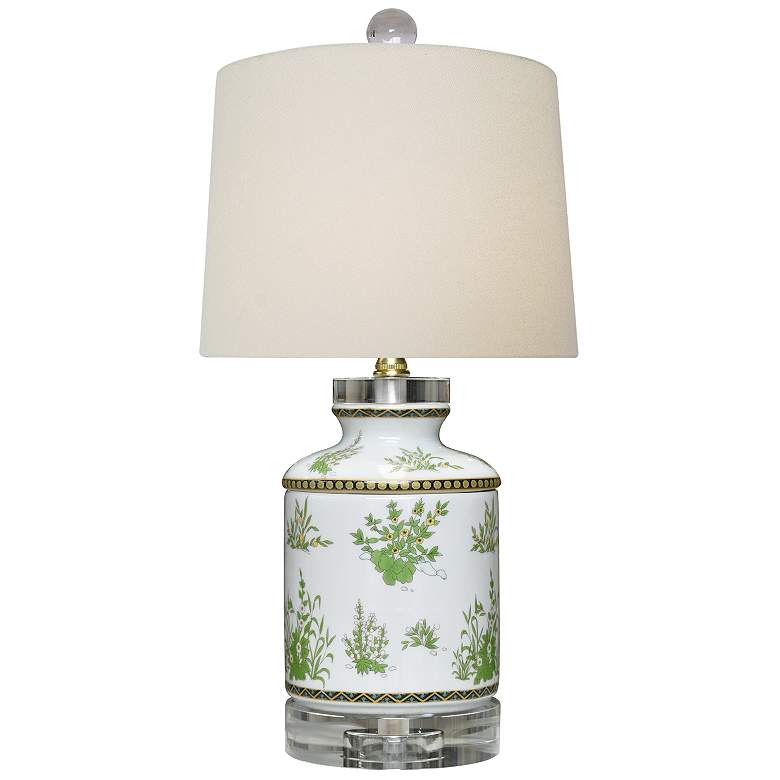 Image 1 Saffron 17"H Green and White Floral Porcelain Table Lamp