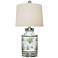 Saffron 17"H Green and White Floral Porcelain Table Lamp