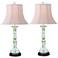 Saffron Green and White Canton Buffet Table Lamps Set of 2