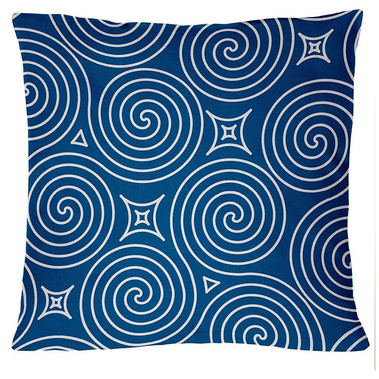 Image 1 Saffron Jasmina Ocean Blue 18 inch Square Down Throw Pillow