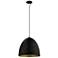 Safi 16" Dome Pendant Matte Black Outer/Gold Inner Finish