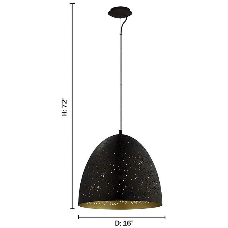 Image 2 Safi 16" Dome Pendant Matte Black Outer/Gold Inner Finish more views