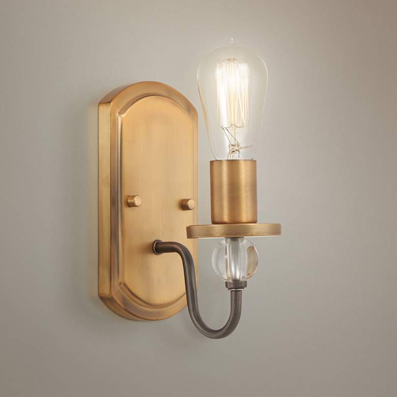 Image 1 Safra 10 1/2" High Bronze and Brushed Brass Wall Sconce