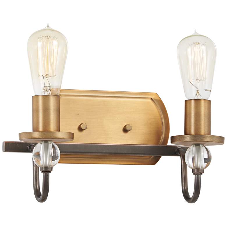 Image 1 Safra 10 1/2" High Bronze-Brushed Brass 2-Light Wall Sconce
