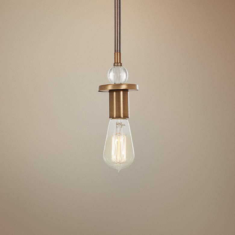Image 1 Safra 5 inch Wide Bronze and Brushed Brass Mini Pendant