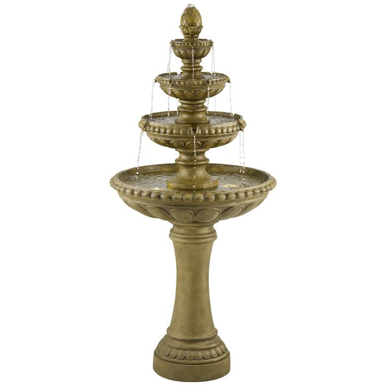 Sag Harbor 66&quot; High Stone 4-Tier LED Outdoor Floor Fountain