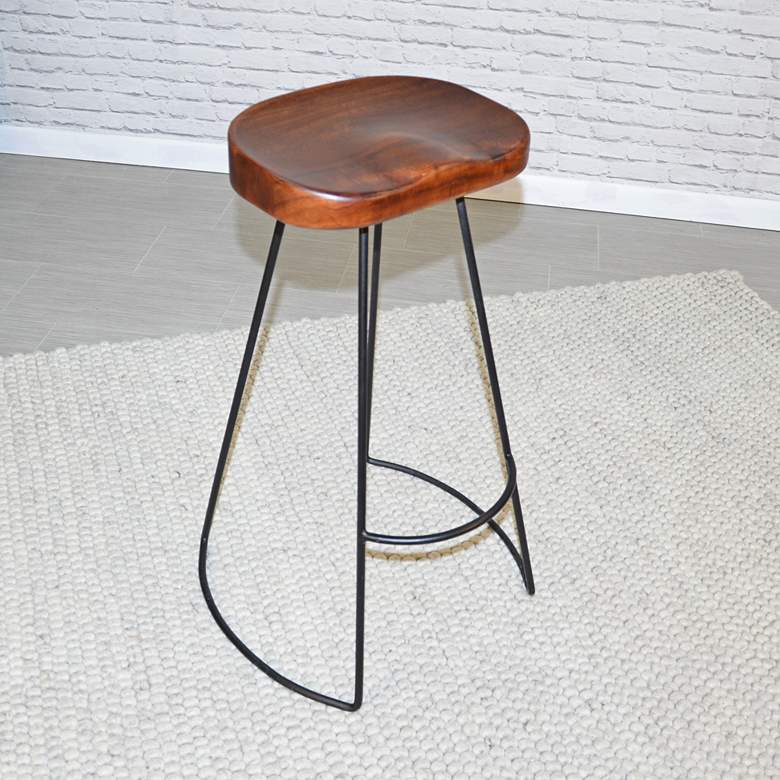 Image 3 Saga 30" Chestnut Wood and Black Bar Stools Set of 2 more views