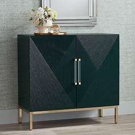 Image2 of Saga 36" Wide Green and Gold 2-Door Accent Chest