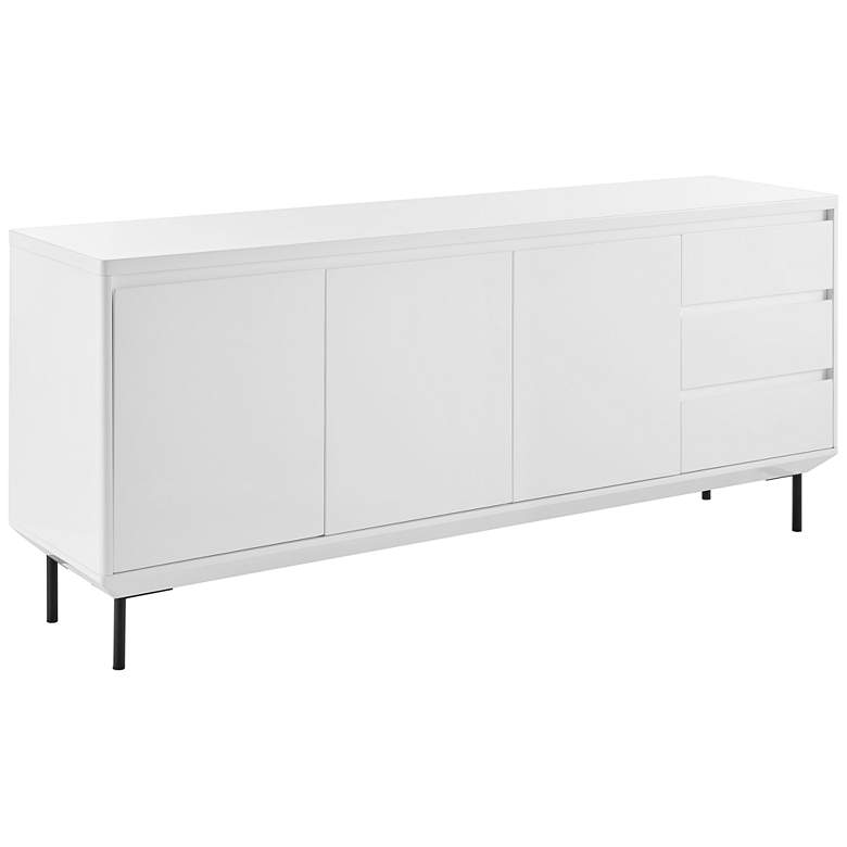 Image 1 Saga 63" Wide Matte White Veneer Wood 3-Drawer Sideboard