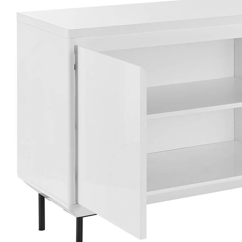Image 3 Saga 63" Wide Matte White Veneer Wood 3-Drawer Sideboard more views