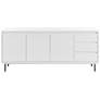 5_Saga 63" Wide Matte White Veneer Wood 3-Drawer Sideboard more views