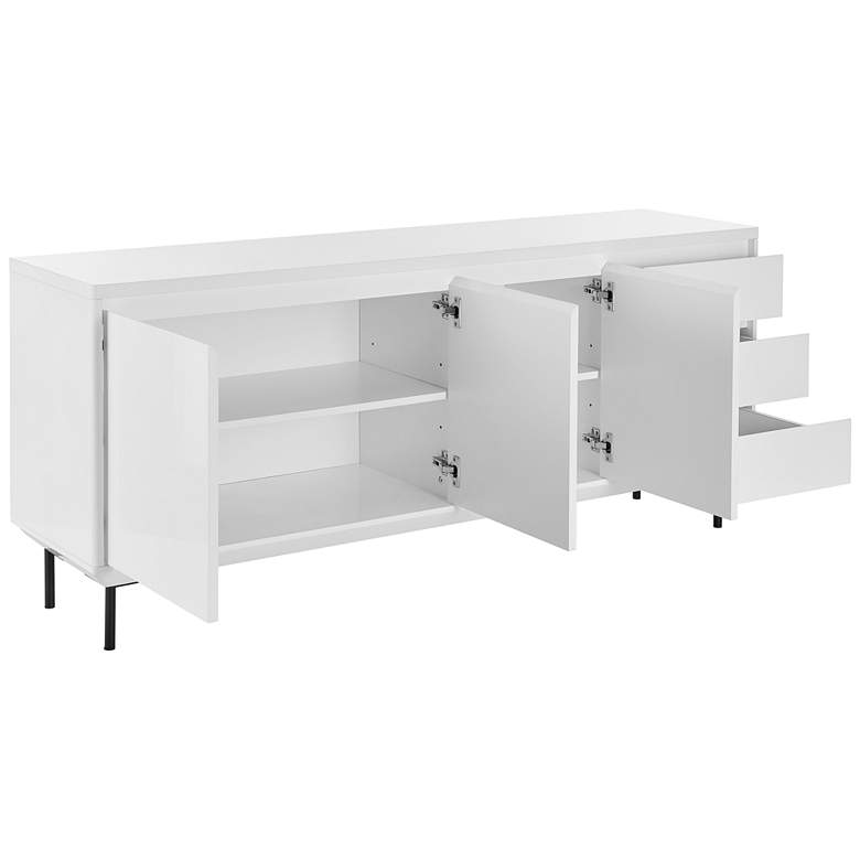 Image 6 Saga 63" Wide Matte White Veneer Wood 3-Drawer Sideboard more views
