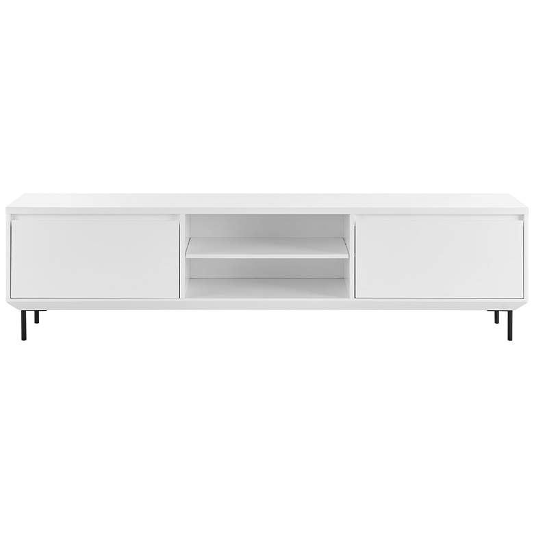 Image 5 Saga 78 1/2 inch Wide Matte White Veneer Wood 2-Door Media Stand more views