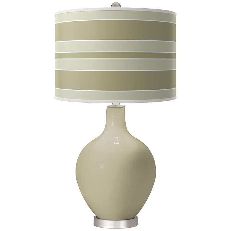 Image 1 Sage Bold Stripe Ovo Table Lamp