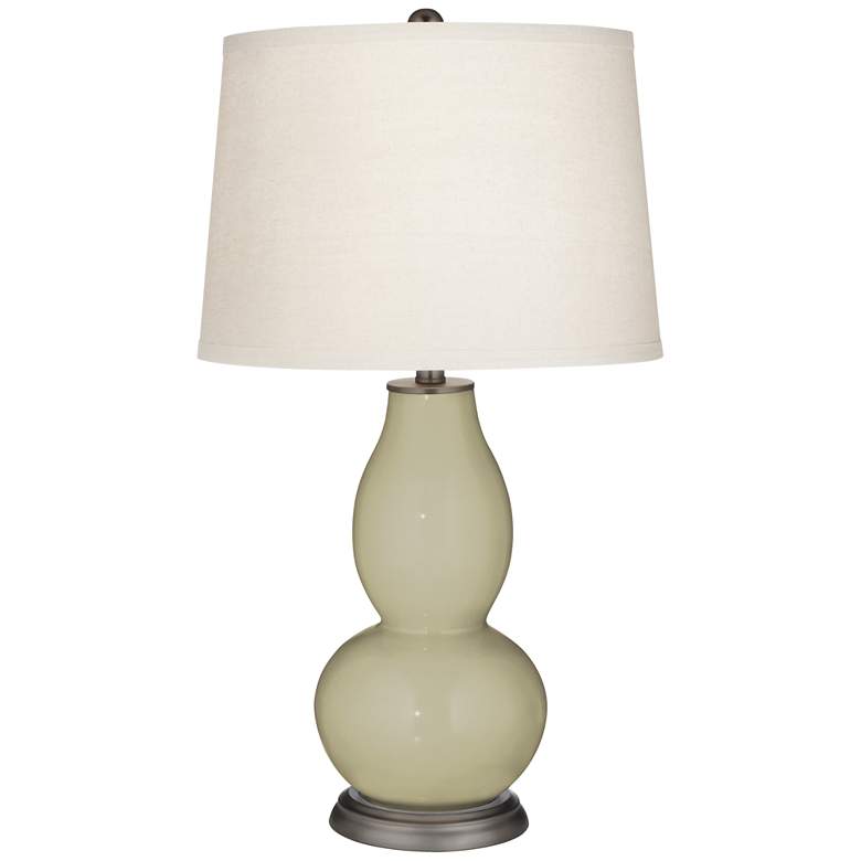 Image 2 Sage Double Gourd Table Lamp with Vine Lace Trim