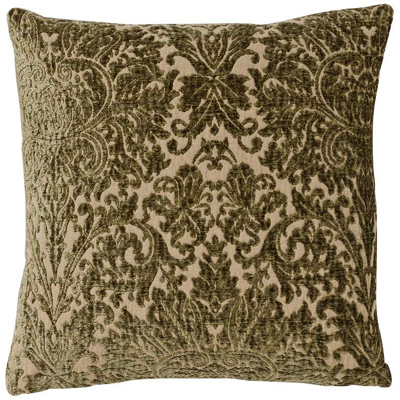 Image 1 Sage Green Vintage Damask 22 inch Square Pillow
