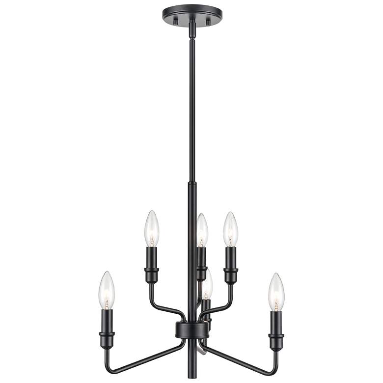 Image 1 Saginaw 18" Wide 6-Light Chandelier - Matte Black
