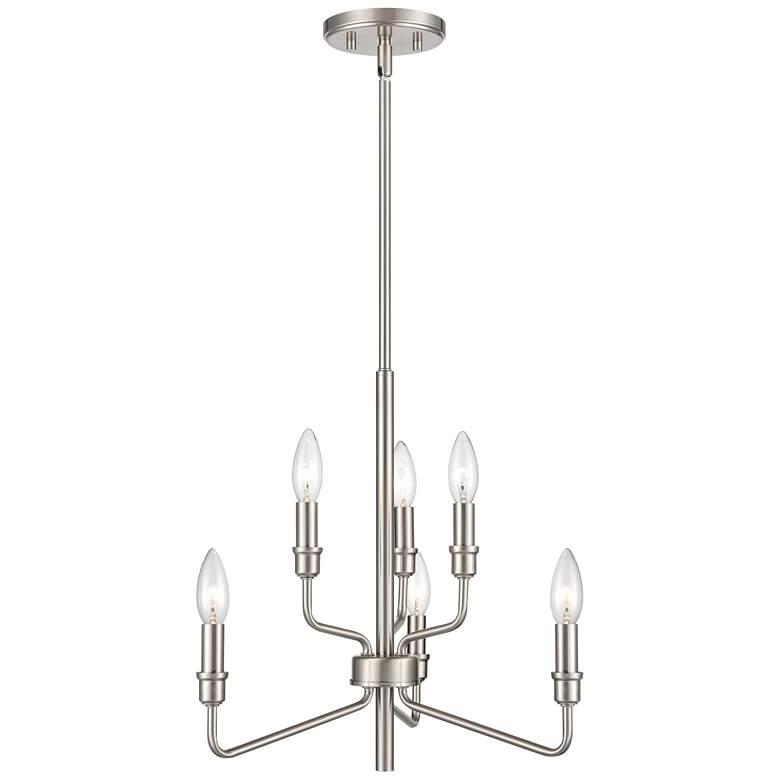 Image 1 Saginaw 18" Wide 6-Light Chandelier - Satin Nickel