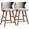 Sagira 26 1/2" Gray Velvet Fabric Counter Stools Set of 2