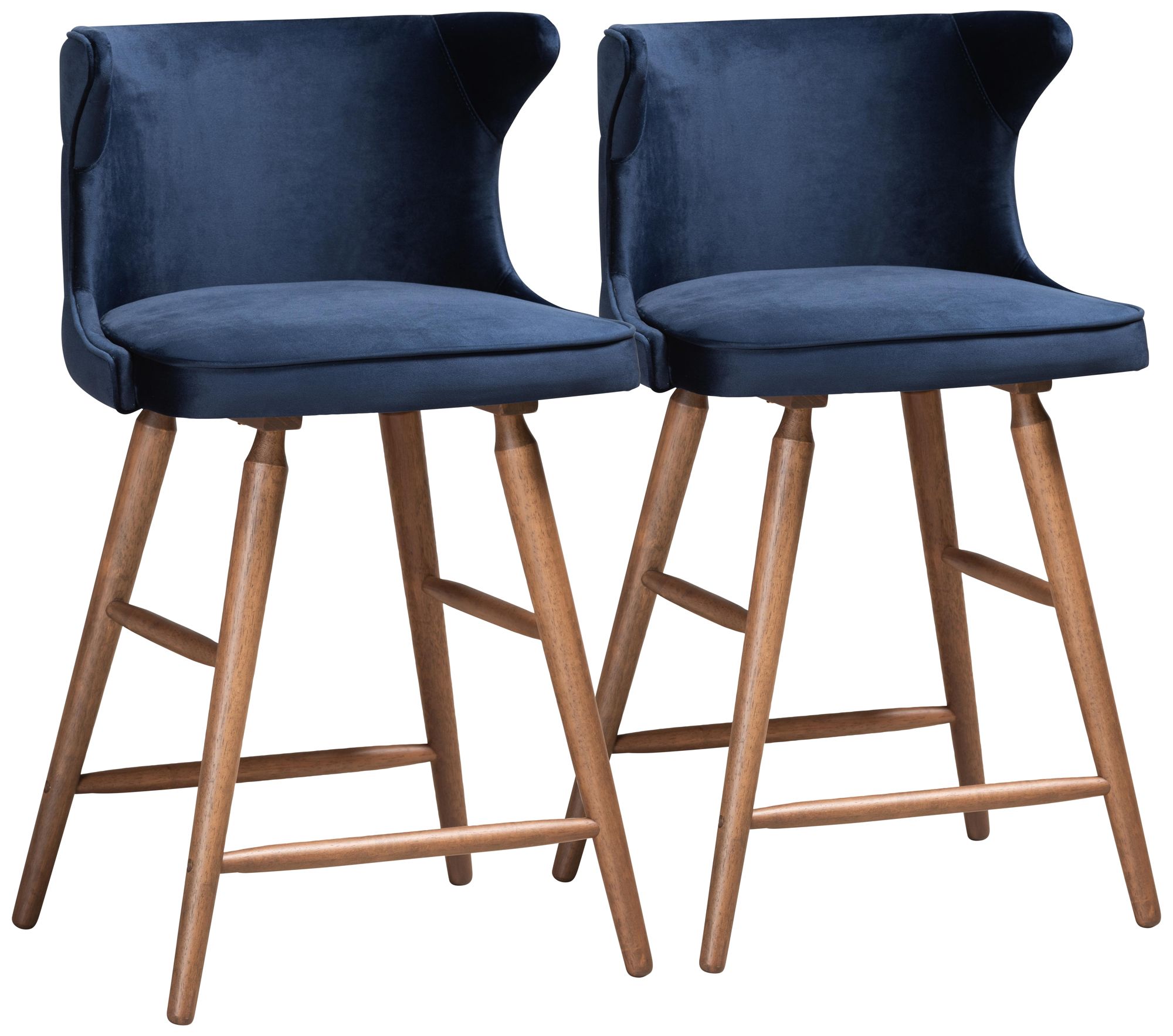 Sagira 26 1/2" Navy Blue Velvet Counter Stools Set of 2