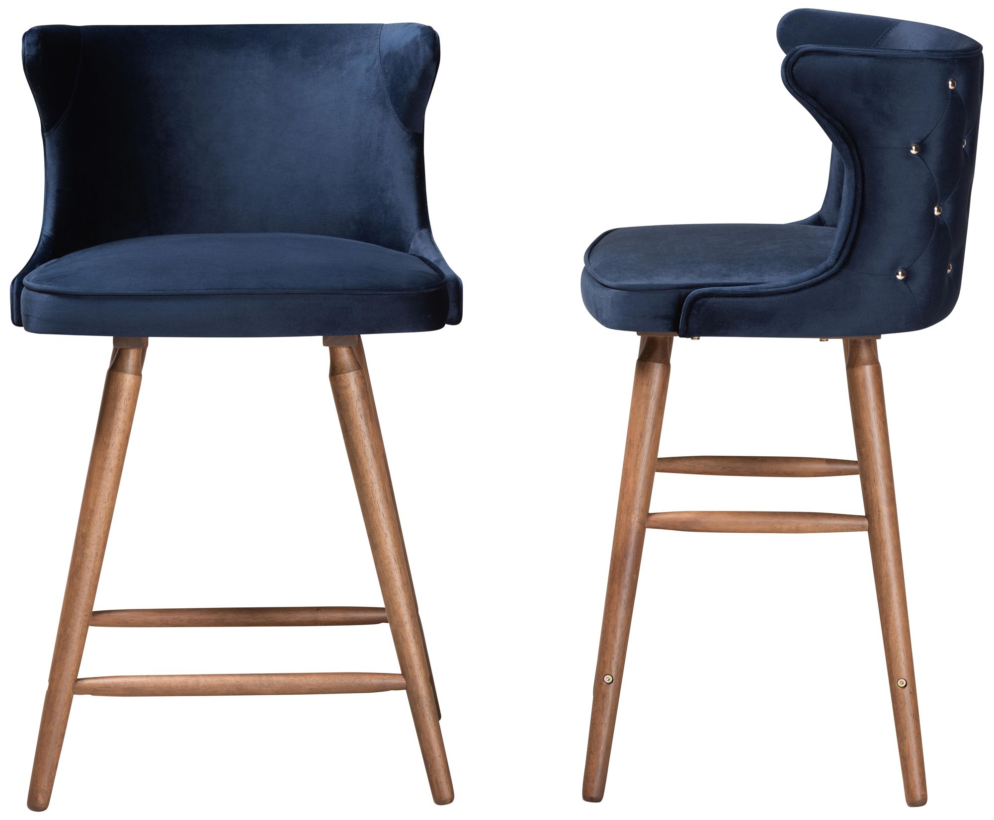 Sagira 26 1/2" Navy Blue Velvet Counter Stools Set of 2 377R0
