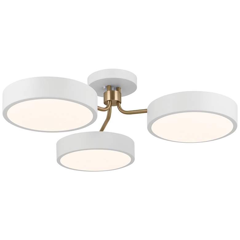 Image 1 Sago 40" Wide White and Bronze 3-Light LED Ceiling Light