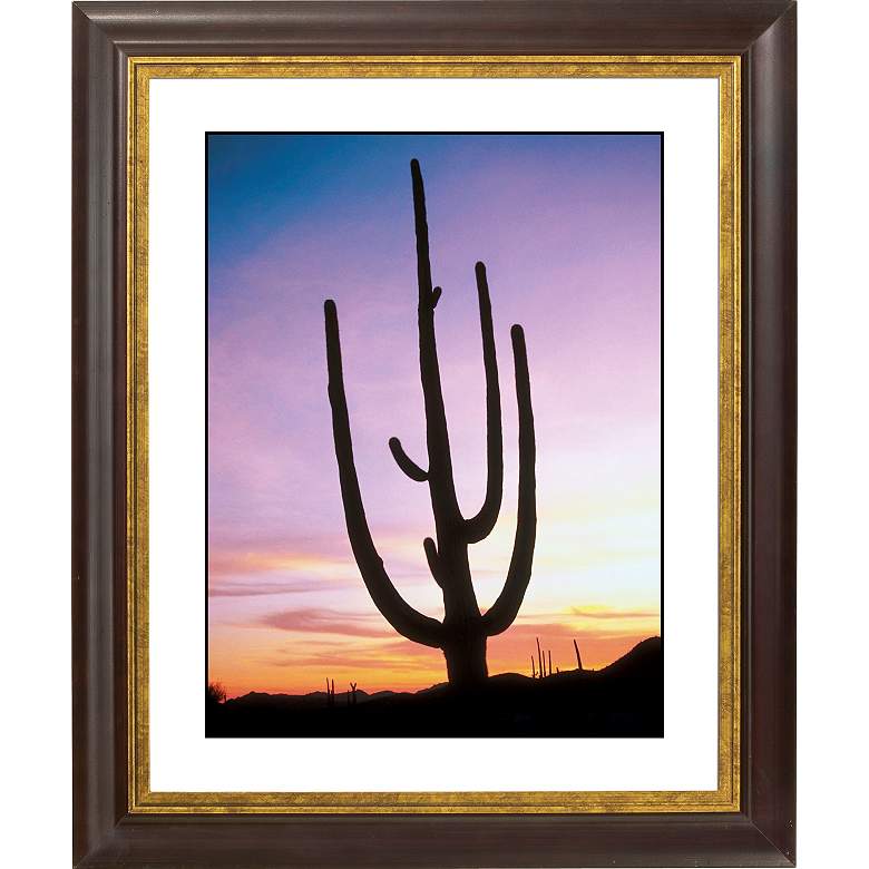 Image 1 Saguaro Cactus &#38; Sunrise Gold Bronze Frame Giclee Wall Art