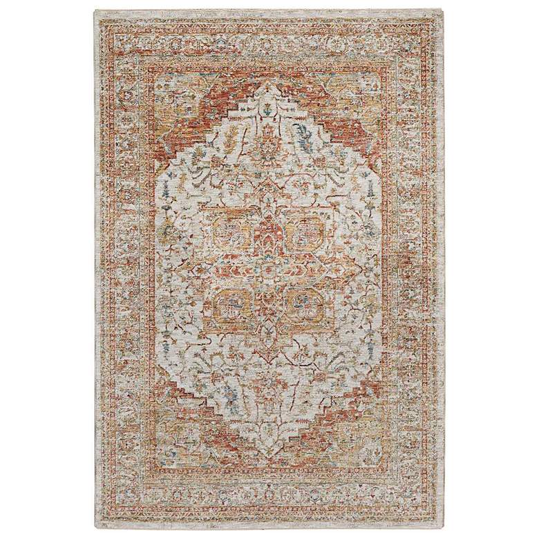 Image 1 Sahar SHR06 5&#39;3 inchx7&#39;8 inch Rust Ivory Rectangular Area Rug