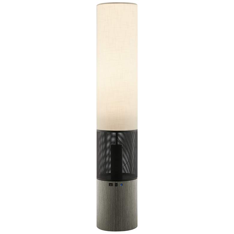 Image 2 Sahirah Walnut LED Floor Lamp with Wireless Speaker and USB