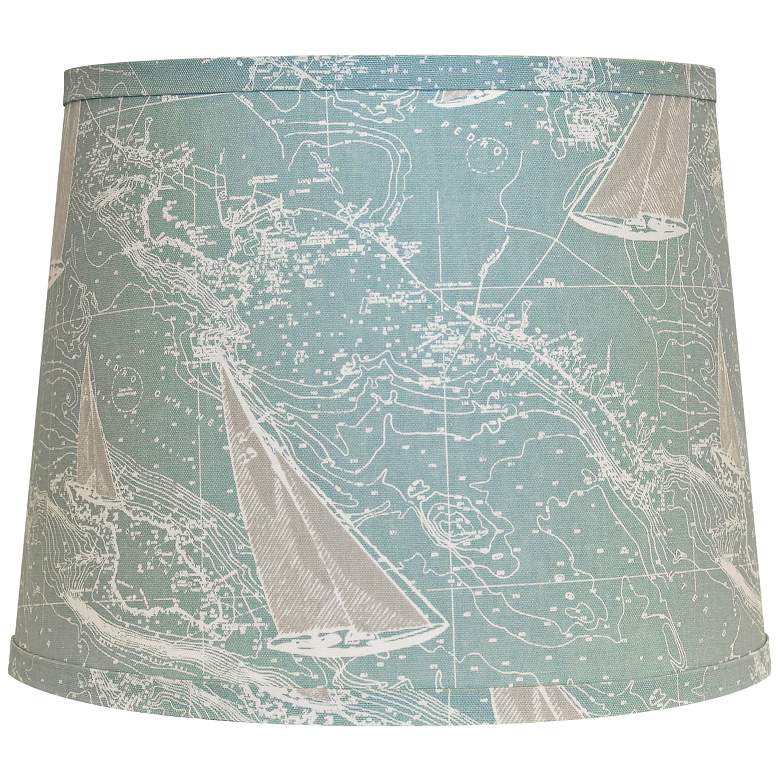 Image 1 Sail Away Spa Blue Drum Lamp Shade 14x14x11 (Spider)