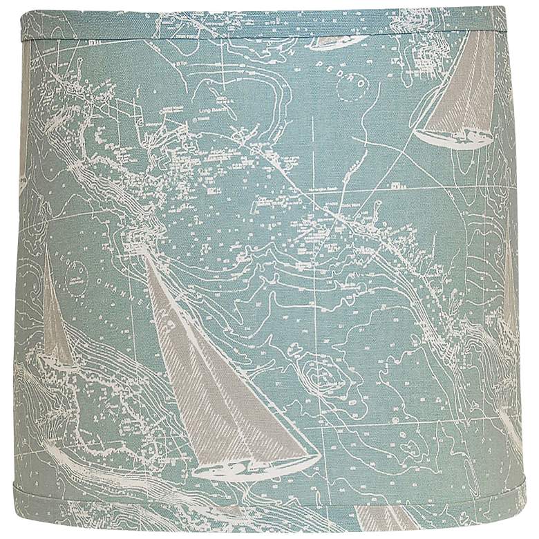 Image 1 Sail Away Spa Blue Square Lamp Shade 11x11x9.5 (Spider)