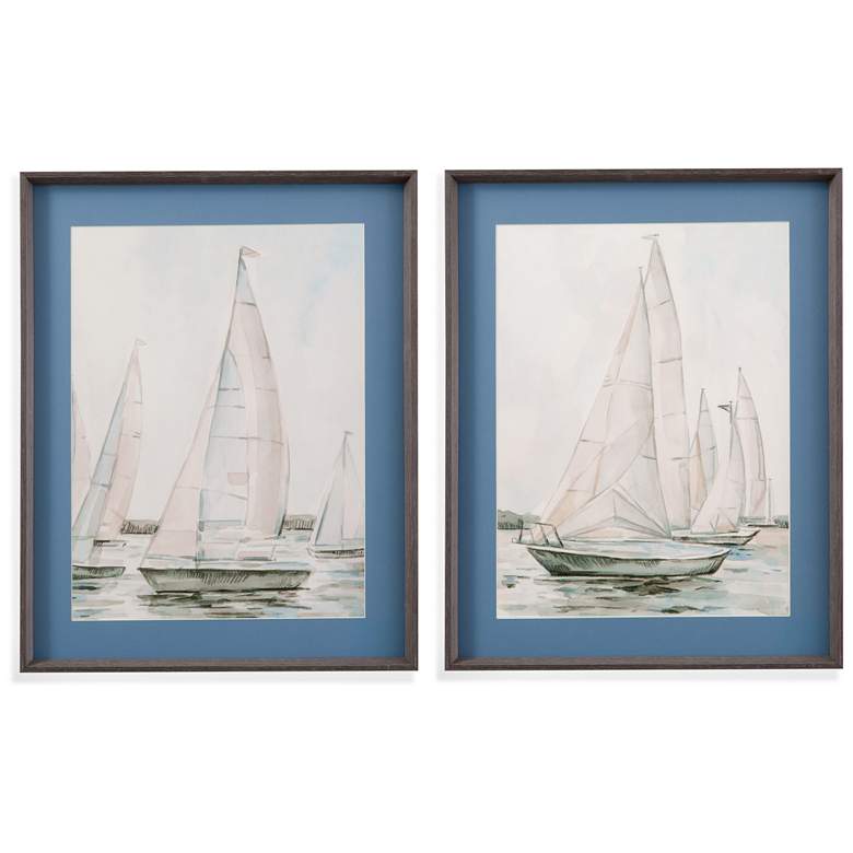 Image 1 Sail Scribble 25" x 30" Framed Print Set of 2