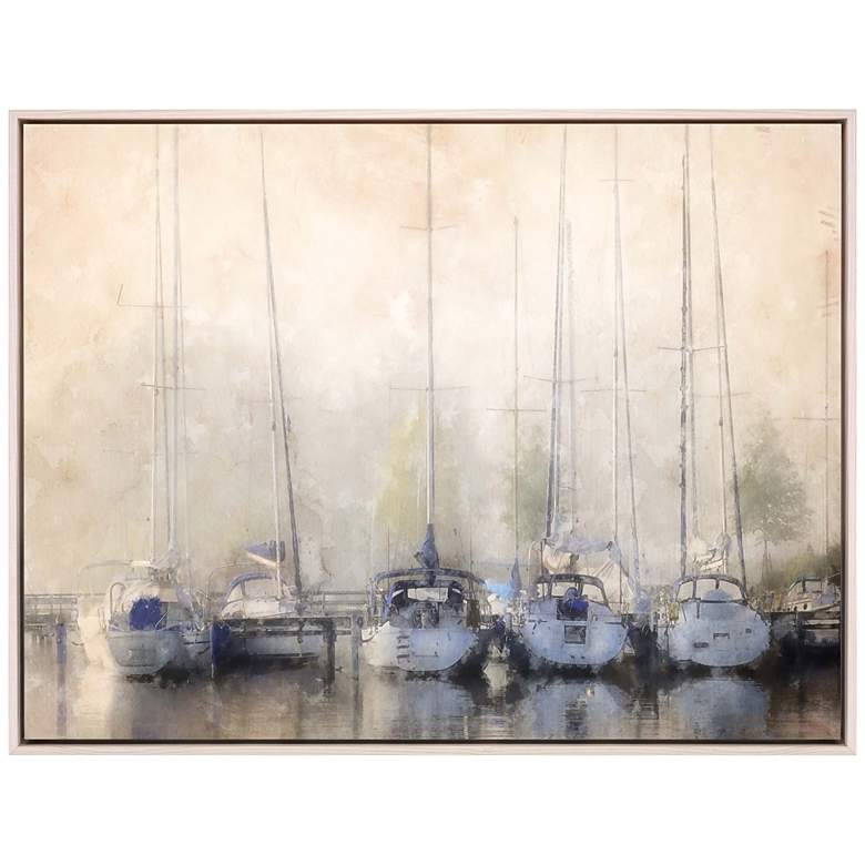 Image 2 Sailboats in Fog 50" Wide Giclee Framed Canvas Wall Art