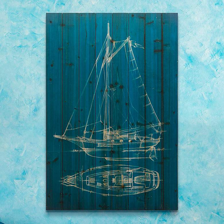 Image 1 Sailing 2 45" High Giclee Print Solid Wood Wall Art