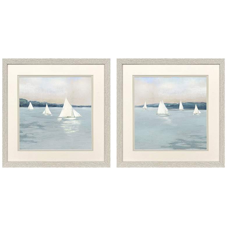 Image 1 Sailing Scene 17"W x 17"H Framed Art - Set of 2