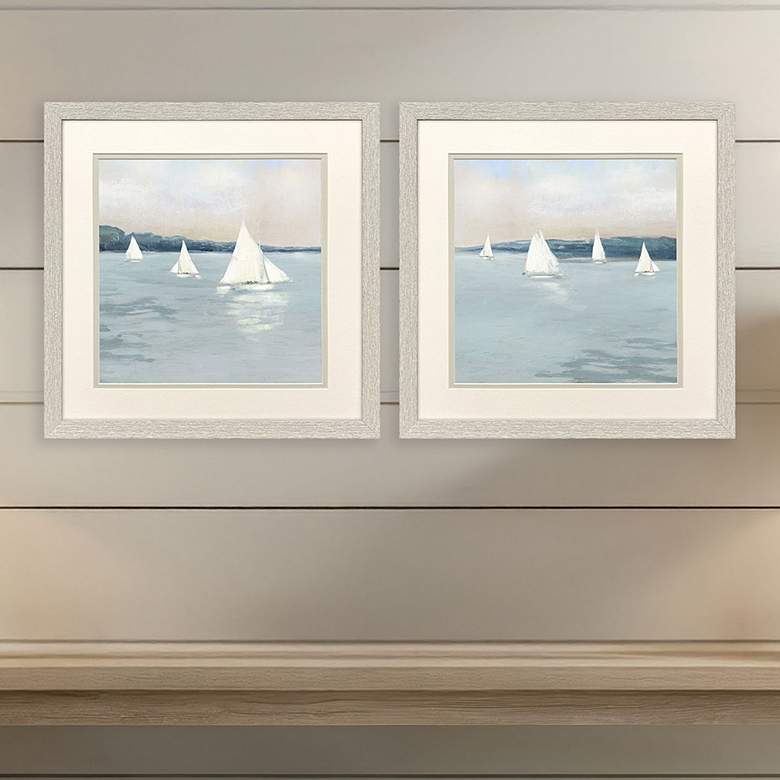 Image 1 Sailing Scene 17"W x 17"H Framed Art - Set of 2