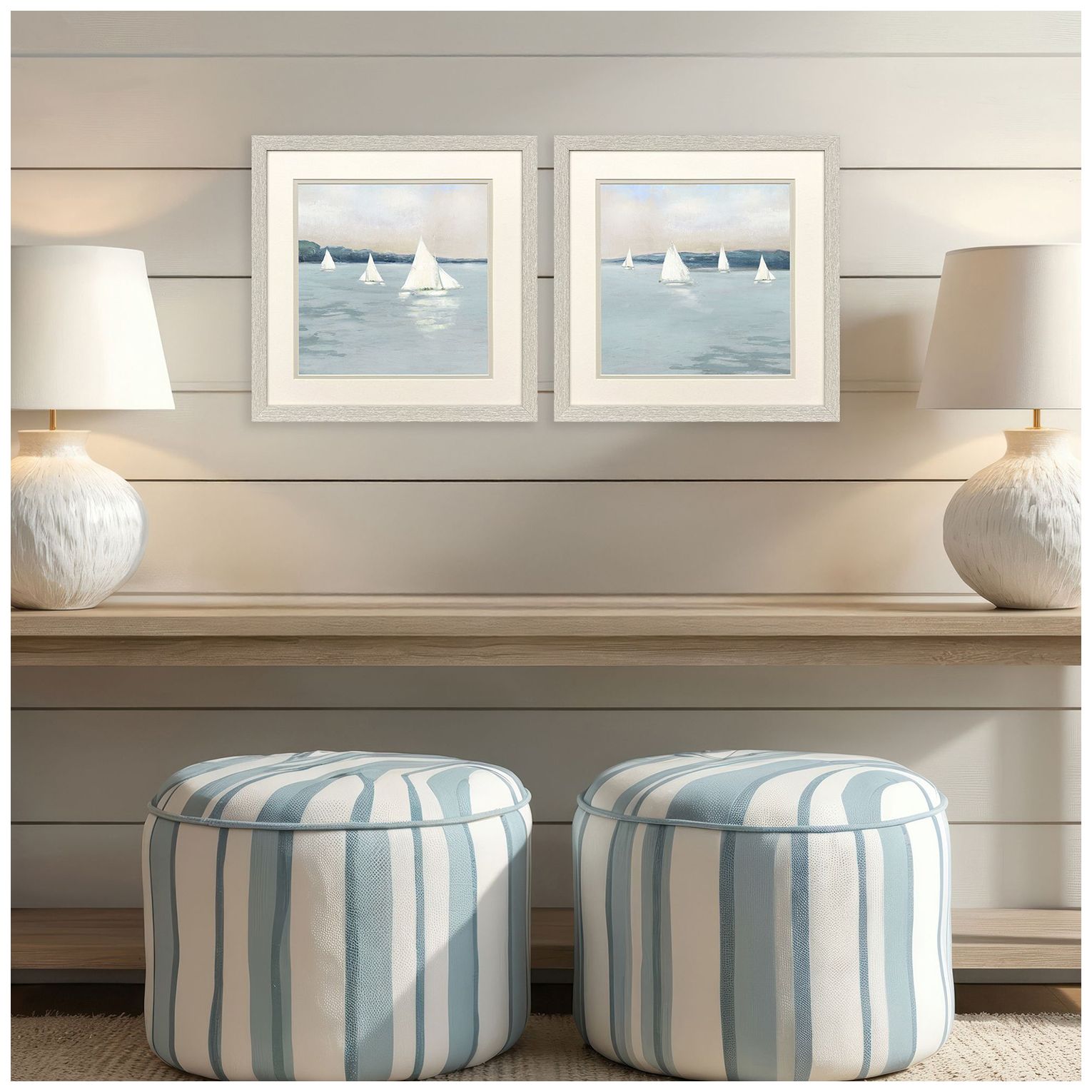 Image 5 Sailing Scene 17"W x 17"H Framed Art - Set of 2 more views