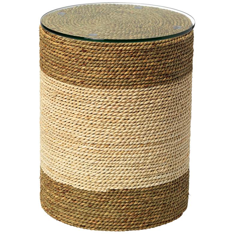 Image 1 Saint Bart's 14" Wide Corn Straw Rope and Seagrass Side Table