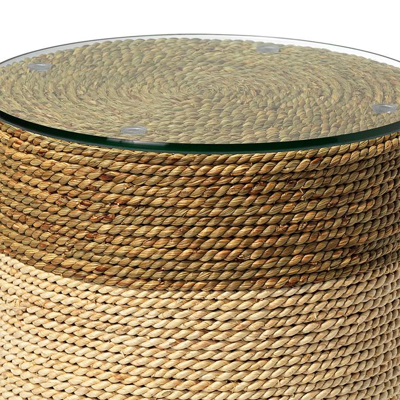 Image 3 Saint Bart's 14" Wide Corn Straw Rope and Seagrass Side Table more views