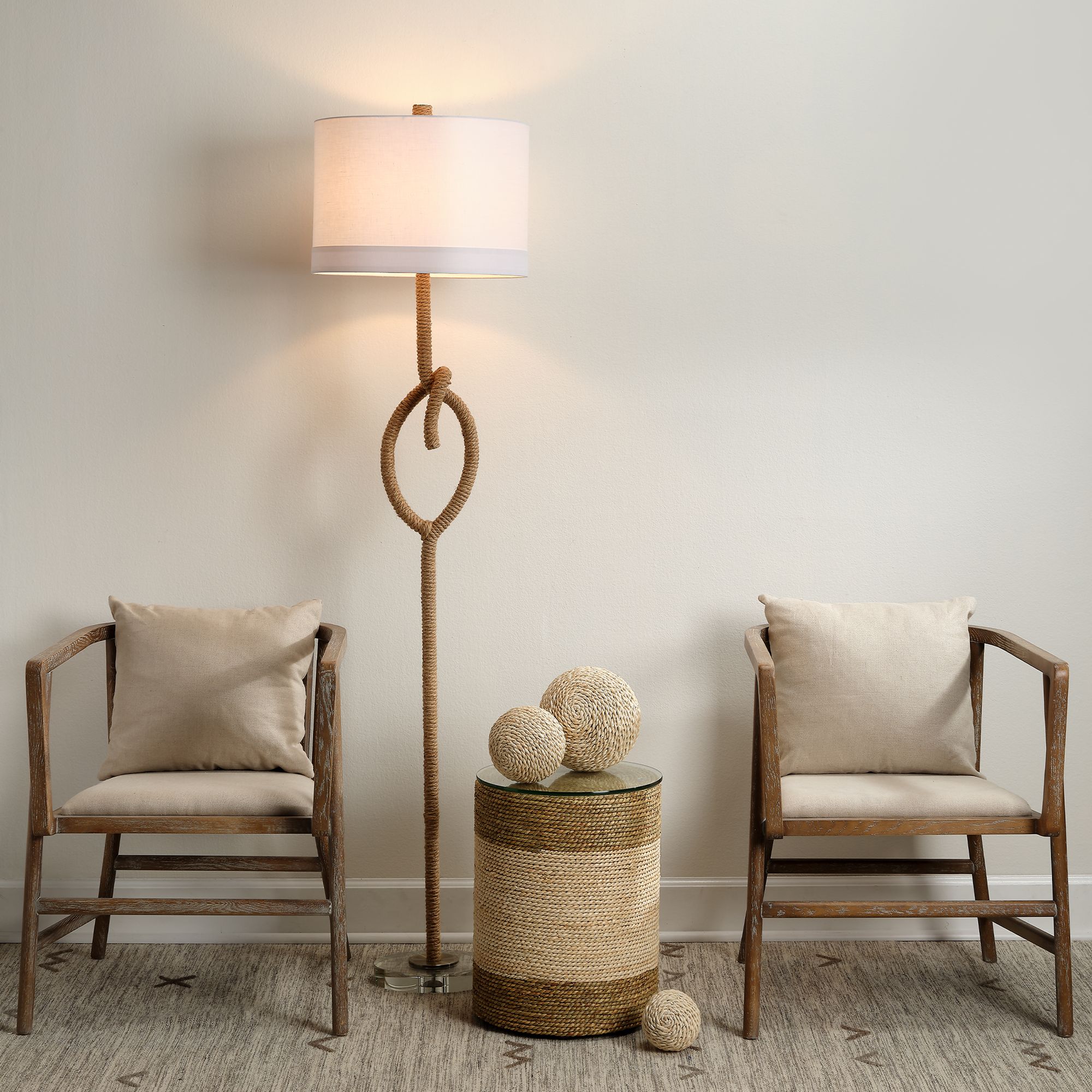 Image 6 Saint Bart's 14" Wide Corn Straw Rope and Seagrass Side Table more views