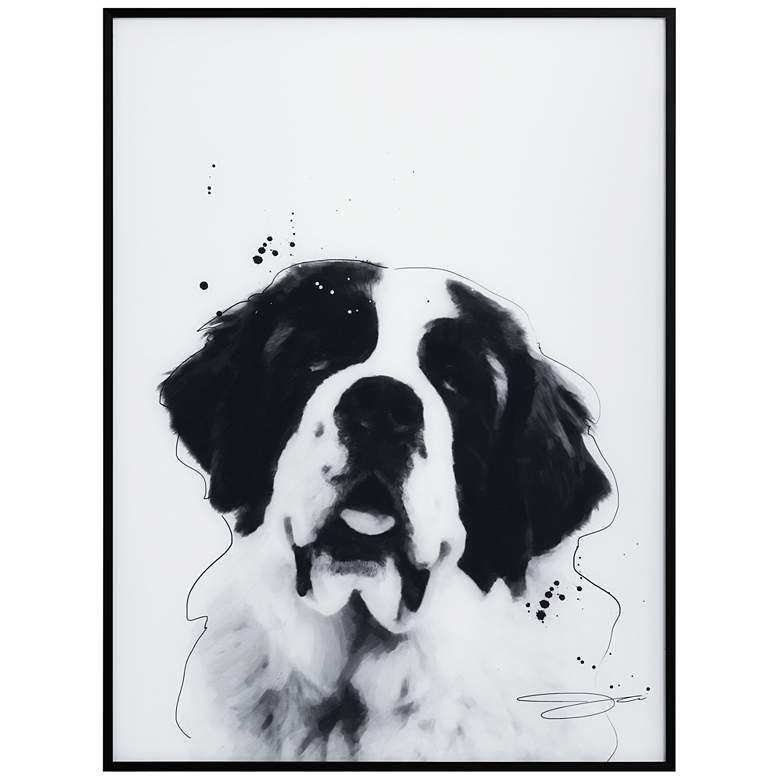 Image 2 Saint Bernard 24"x18" Printed Glass Framed Wall Art