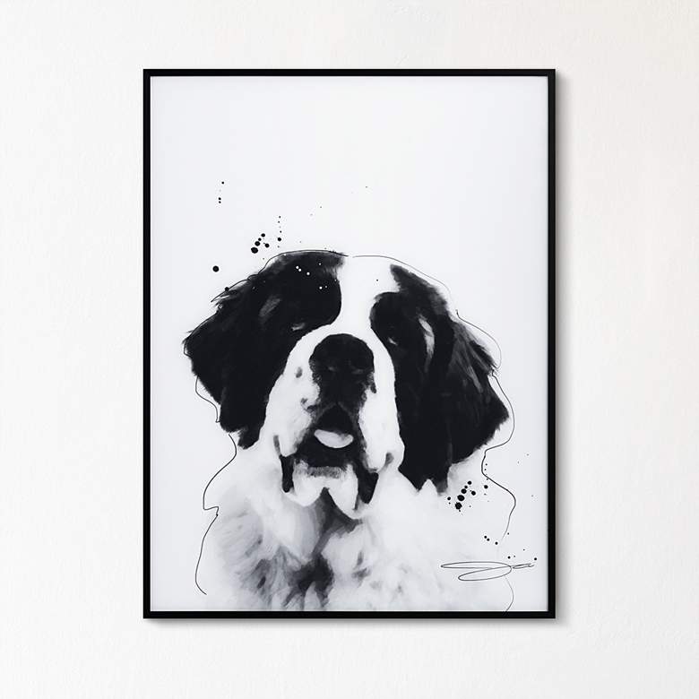 Image 1 Saint Bernard 24"x18" Printed Glass Framed Wall Art