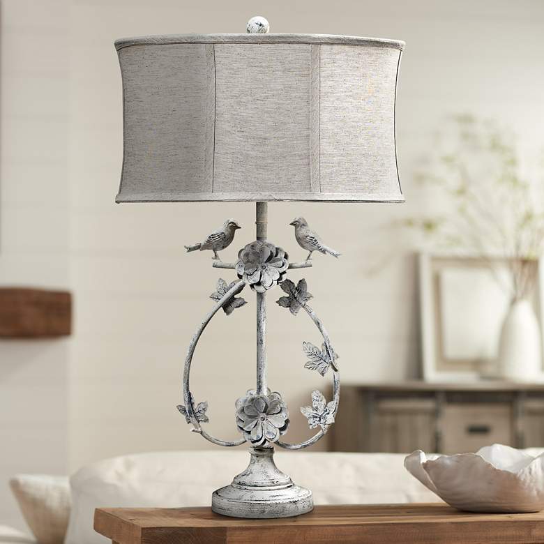 Image 1 Saint Louis Heights Antique White Love Birds Table Lamp