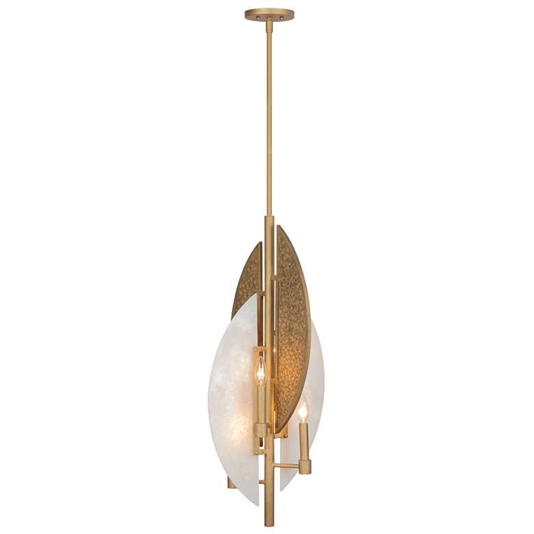 Image 2 Saint Martin 14"W Gold and Alabaster Stone 4-Light Pendant