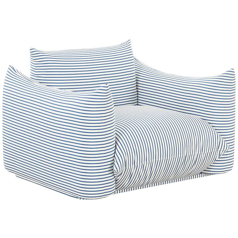 Image 1 Saint Tropez Pearl and Blue Striped Stuffed Outdoor Armchair